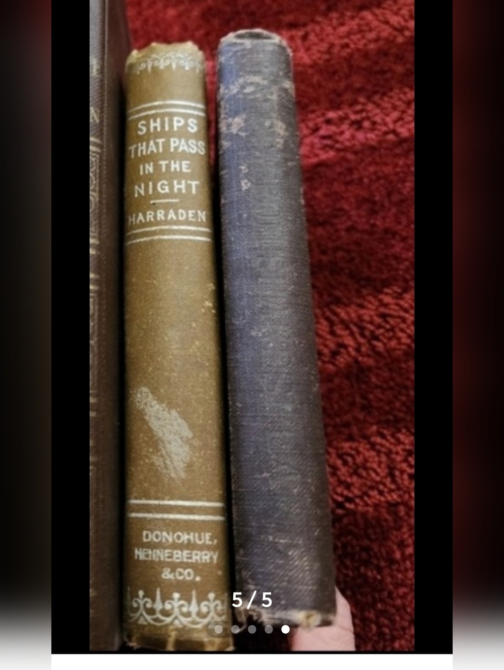 Set of 2 Vintage Antique Books - Floral Brown Tones
